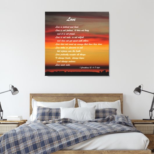 "Liebe" Kunstaudruck mit 1 Korinthen 13: 4-8 Leinwanddruck (Insitu (Schlafzimmer))