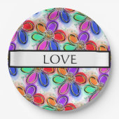 Liebe Künstlerische Farbige Wasserfarben Blume Pappteller (Vorderseite)