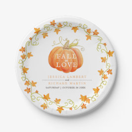 Liebe Kürbiskürbis Hochzeit Wasserfarbenen Pappteller