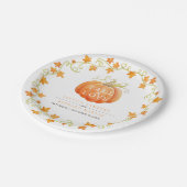 Liebe Kürbiskürbis Hochzeit Wasserfarbenen Pappteller (Schrägansicht)