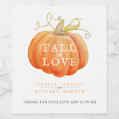 Liebe Kürbiskürbis Hochzeit Wasserfarbenen Weinetikett (Einzelnes Label)