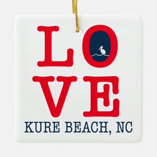 Liebe Kure Beach, NC Weihnachten Keramikornament (Vorderseite)