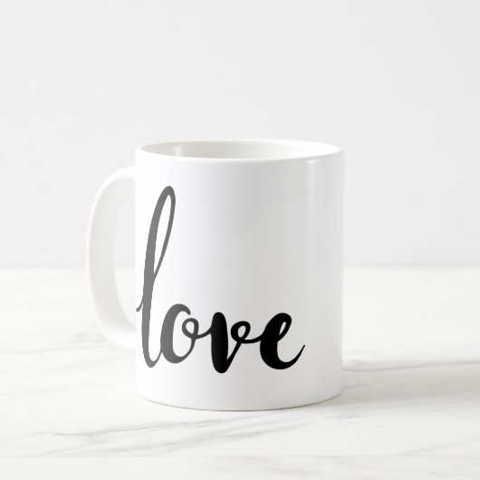 Liebe-Kursivschrift Kaffeetasse (Vorderseite Links)