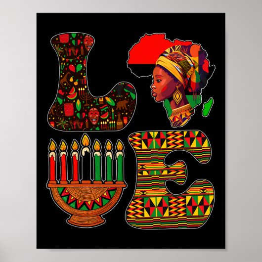 Liebe Kwanzaa Kinara Principles Candles Pan Africa Poster (Vorne)