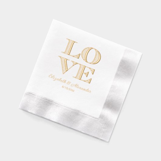 LIEBE L-O-V-E in einem vierbuchstabigen quadratisc Servietten Mit Folie (Links)