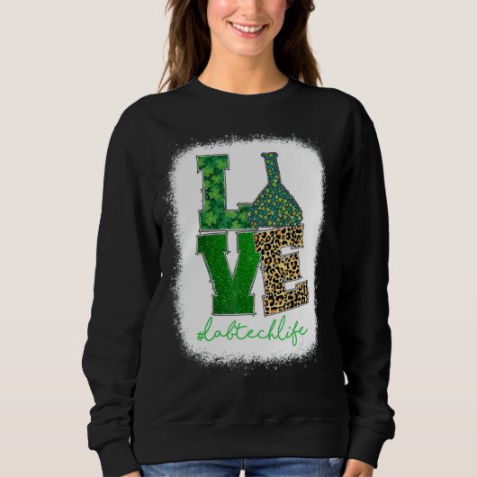 Liebe Labrador Tech Life Kleeblatts Leopard Happy Sweatshirt (Vorderseite)