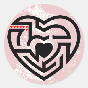 Liebe Labyrinth Runder Aufkleber