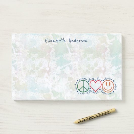 Liebe Lächeln personalisieren| groß Post-it Klebezettel (Auf Schreibtisch)