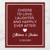 Liebe lachen Elegant Burgund Hochzeit Weinetikett (Einzelnes Label)