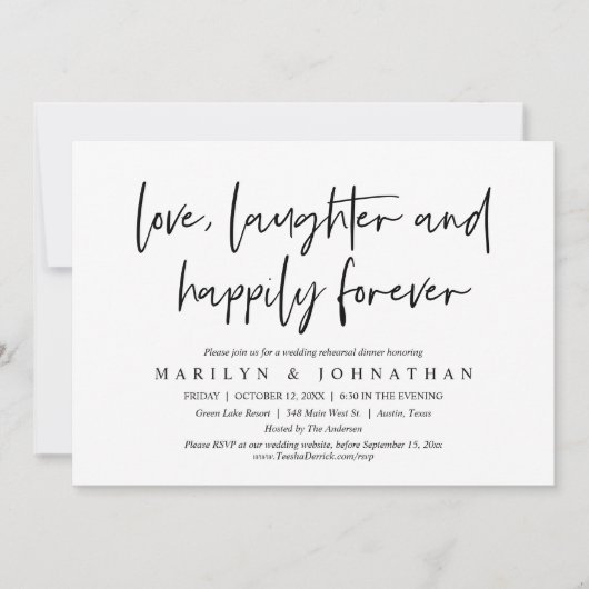 Liebe, Lachen für immer, Probe Abendessen Einladung (Vorderseite)