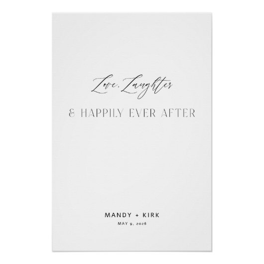 Liebe Lachen Glücklich Bis Ans Ende Hochzeitsschil Poster (Vorderseite)