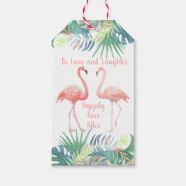 Liebe Lachen glücklich immer danach. Pink Flamingo Geschenkanhänger