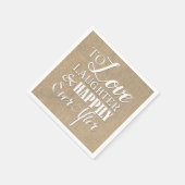 Liebe Lachen glücklich immer nach Burlap-Hochzeit Serviette (Ecke)