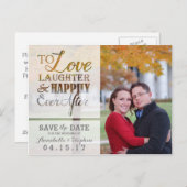 Liebe Lachen glücklich immer nach Save the Date Ankündigungspostkarte (Vorne/Hinten)