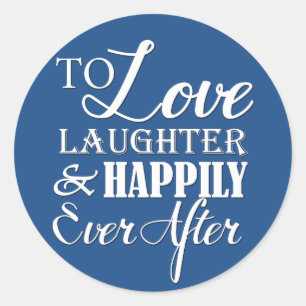Liebe Lachen glücklich je nach Hochzeit Runder Aufkleber