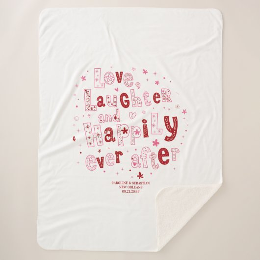 Liebe lachen glücklich je Personalisierte Hochzeit Sherpadecke (Vorderseite)