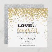 Liebe & Lachen Gold Glitzer Probe laden Einladung (Vorne/Hinten)