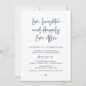 Liebe, Lachen, Navy Blue, Hochzeitsfeier Party Einladung (Vorderseite)