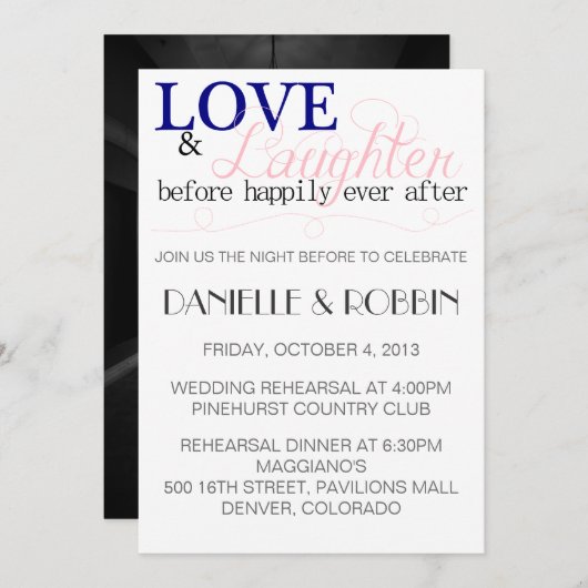 Liebe & Lachen Probe Einladung (Vorne/Hinten)