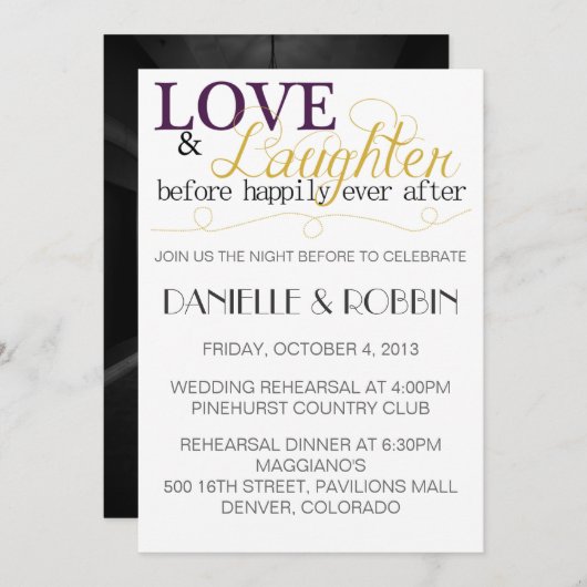 Liebe & Lachen Probe Einladung (Vorne/Hinten)