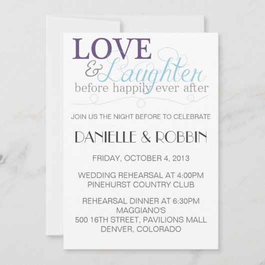 Liebe & Lachen Probe Einladung (Vorderseite)