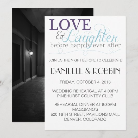 Liebe & Lachen Probe Einladung (Vorne/Hinten)