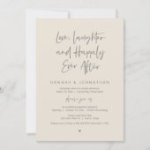 Liebe, Lachen, Schwarz, Hochzeitsfeier Party Einladung (Vorderseite)