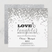 Liebe & Lachen Silver Glitzer Probe Einladung (Vorne/Hinten)