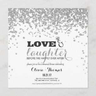 Liebe & Lachen Silver Glitzer Probe Einladung