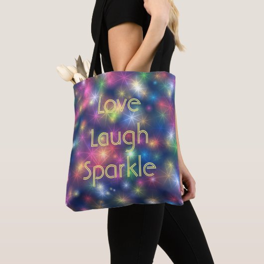 Liebe, Lachen, Sparkle Bokeh Lights Tasche (Von Nahem)