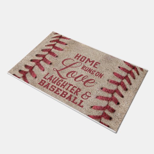 Liebe-Lachen und Baseball Fußmatte (Schrägansicht)