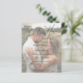 Liebe Lachen und für immer Hochzeit Foto Einladung (Stehend Vorderseite)