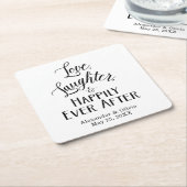 Liebe, Lachen und glücklich immer danach Rechteckiger Pappuntersetzer (angewinkelt)