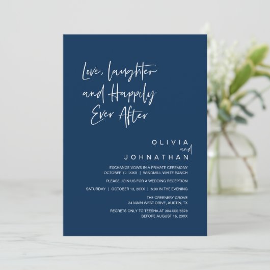 Liebe, Lachen und glücklich immer, modern Einladung (Stehend Vorderseite)