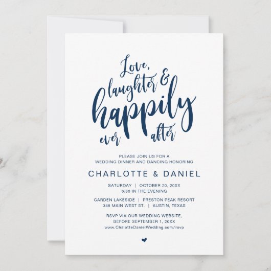 Liebe, Lachen und glücklich immer nach, Hochzeit Einladung (Vorderseite)