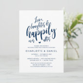 Liebe, Lachen und glücklich immer nach, Hochzeit Einladung (Stehend Vorderseite)