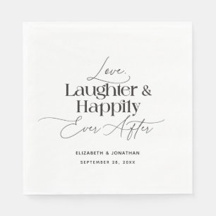 Liebe lachen und glücklich immer nach Hochzeit Serviette