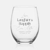 Liebe lachen und glücklich immer nach Hochzeit Weinglas Ohne Stiel (Vorderseite)