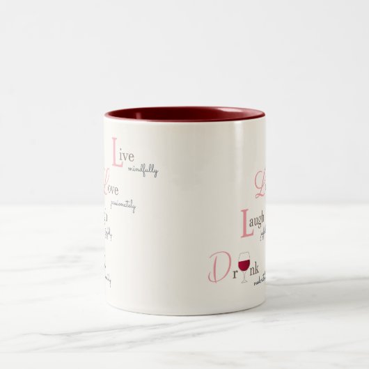 Liebe lachen und trinken zweifarbige tasse (Mittel)
