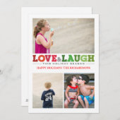 Liebe + Lachen x3 Feiertagskarte (Vorne/Hinten)