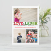 Liebe + Lachen x3 Feiertagskarte (Stehend Vorderseite)