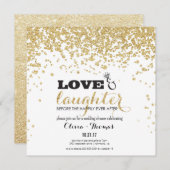 Liebe & Lacher Gold Glitzer Polterabend Einladung (Vorne/Hinten)