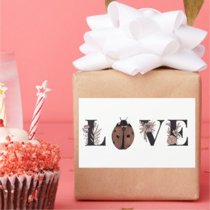 Liebe ladybug Schriftart Rechteckiger Aufkleber