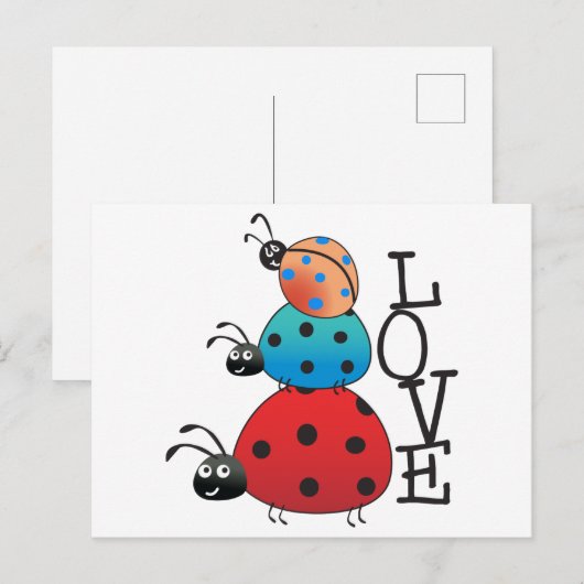 Liebe Ladybugs Postkarte (Vorne/Hinten)