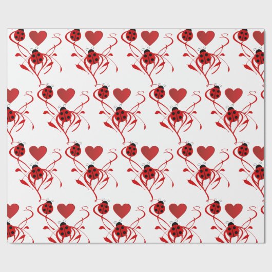 Liebe Ladybugs und Herz Geschenkpapier (Flach)