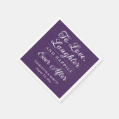 Liebe Laghter Lila Hochzeit Napkins Serviette (Ecke)