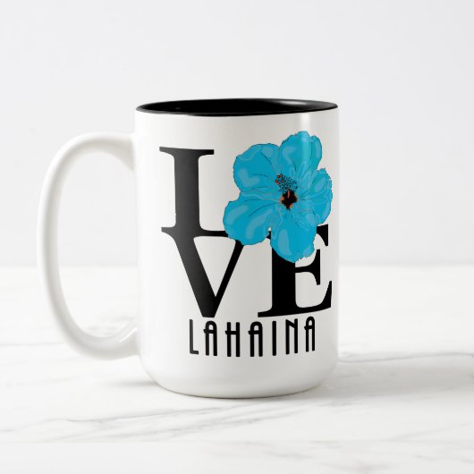 LIEBE Lahaina Blue Hibiskus 15oz Zweifarbige Tasse (Links)