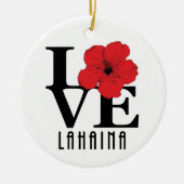 LIEBE Lahaina Roter Hibiskus Keramik Ornament (Vorne)