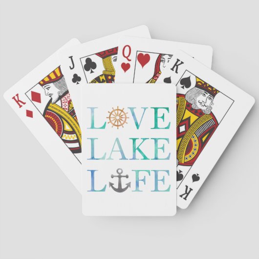 Liebe Lake Life Wasserfarben Typografie Spielkarten (Rückseite)