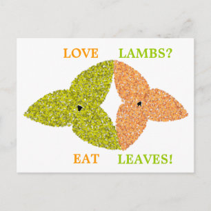 Liebe Lämmer essen Blätter Pro Vegetarisches Postk Postkarte